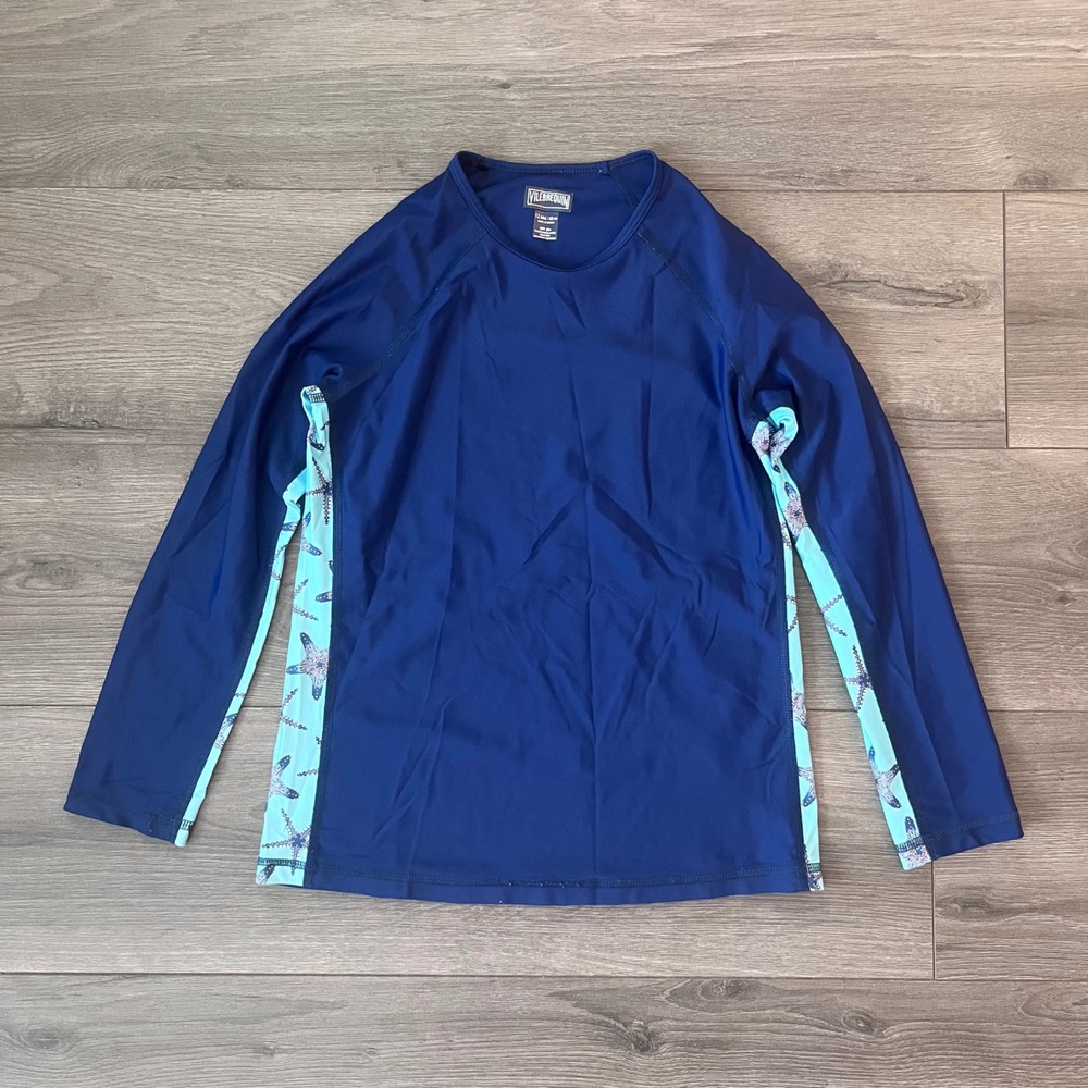 Vilebrequin Kids Navy Blue Starfish Rash Guard Long Sleeve Swim Shirt Size 12